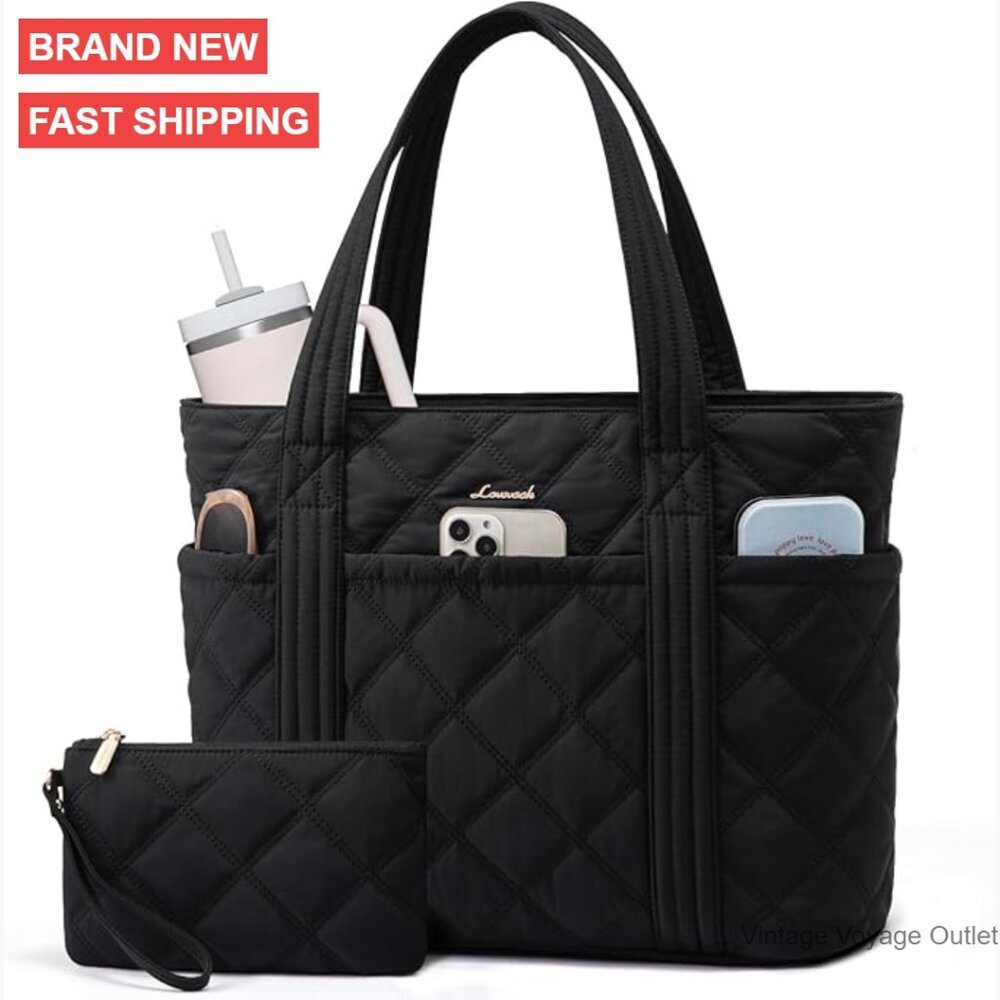 Puffer Tote Bag 27L Capacity with 11 Pockets for Work Travel Gym